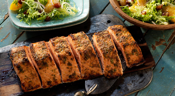 Cedar-Planked Salmon with Coriander-Citrus Glaze
