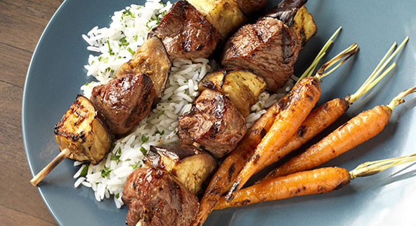 Spicy Lamb and Eggplant Kabobs